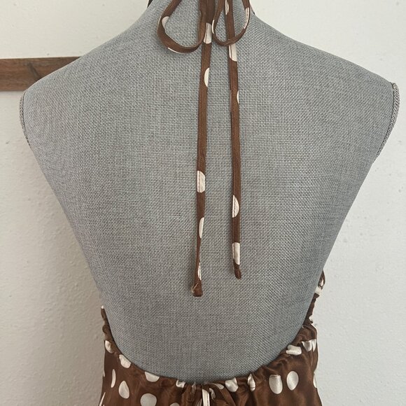 Topshop Brown Polka Dot Halter Maxi Dress - Picture 5 of 7